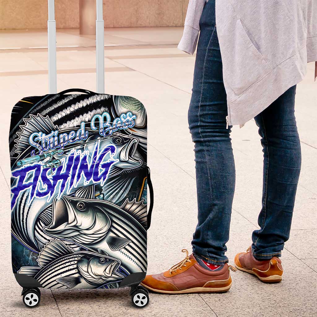 Striped Bass Fishing Luggage Cover Bold Ocean Angler Design - Wonder Print Shop
