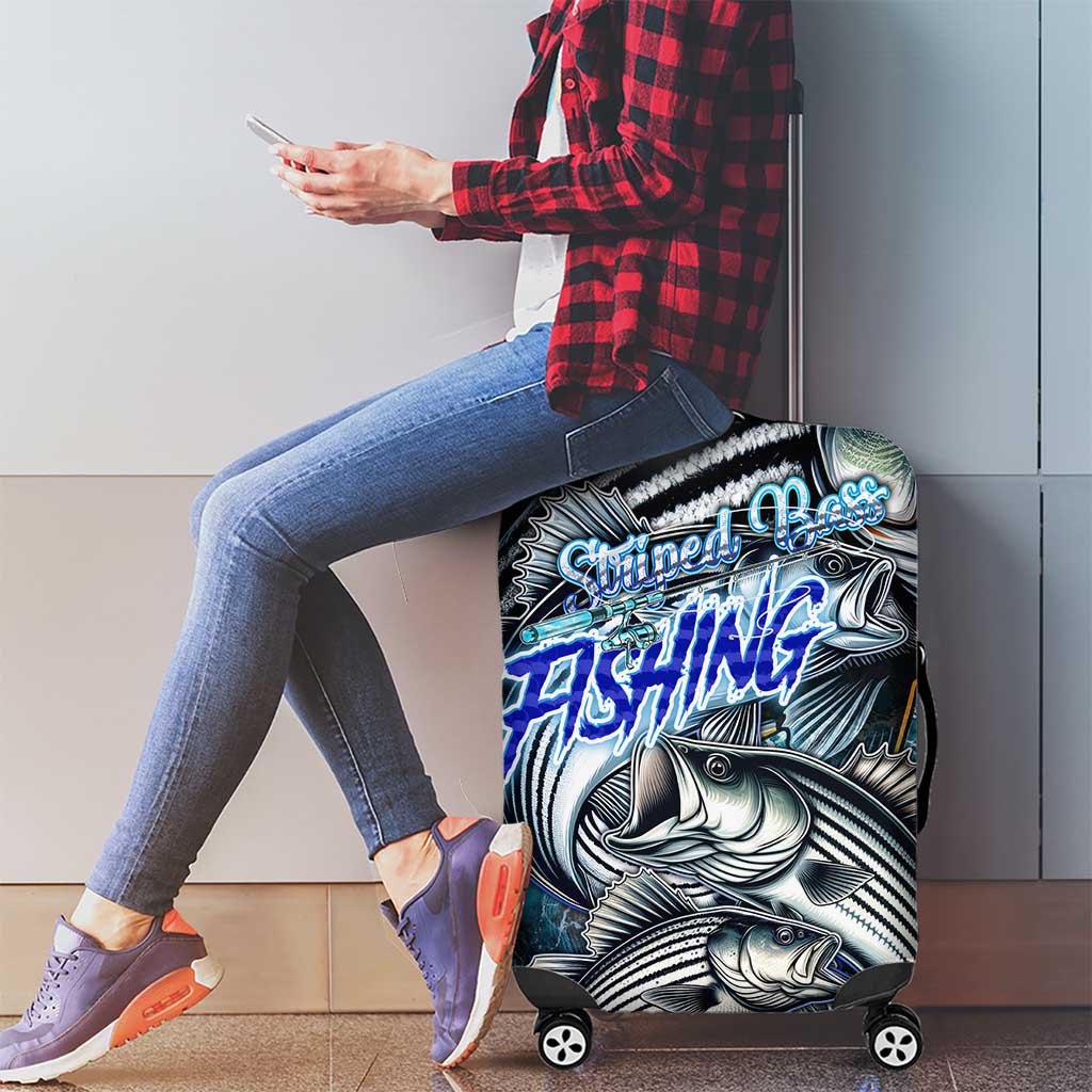 Striped Bass Fishing Luggage Cover Bold Ocean Angler Design - Wonder Print Shop