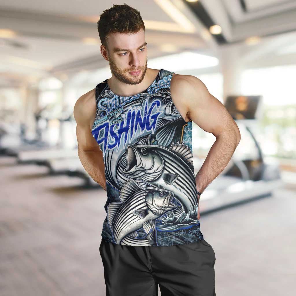 Striped Bass Fishing Men Tank Top Bold Ocean Angler Design - Wonder Print Shop