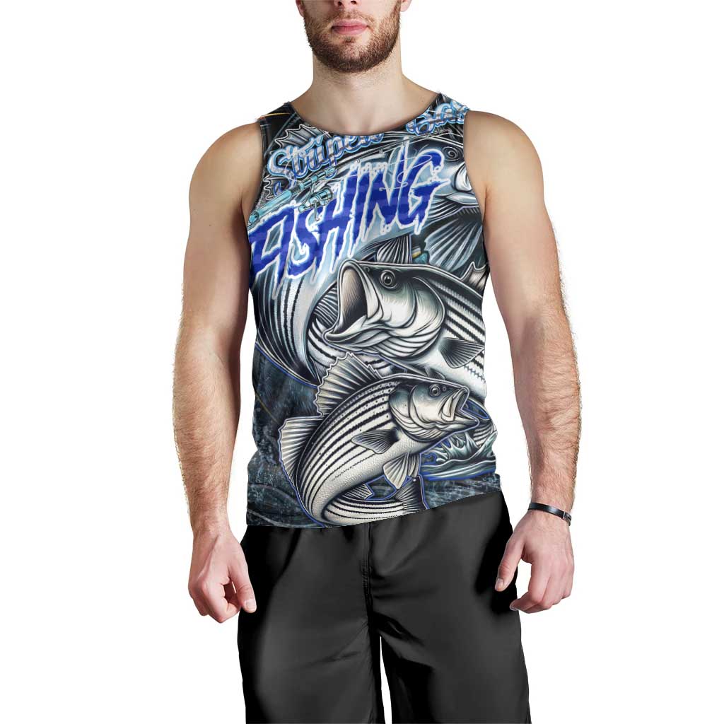 Striped Bass Fishing Men Tank Top Bold Ocean Angler Design - Wonder Print Shop