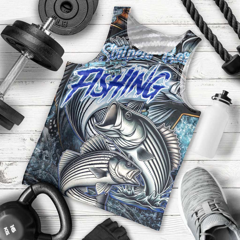 Striped Bass Fishing Men Tank Top Bold Ocean Angler Design - Wonder Print Shop
