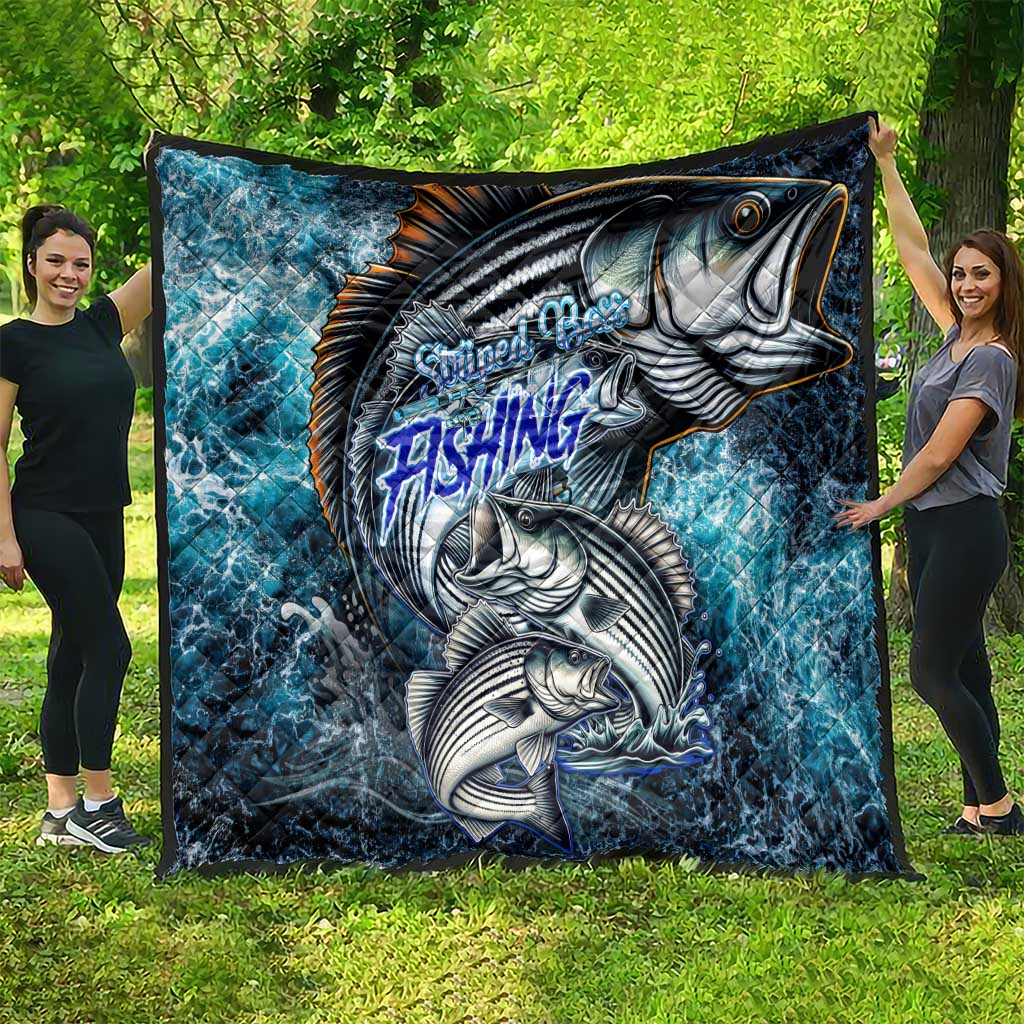 Striped Bass Fishing Quilt Bold Ocean Angler Design - Wonder Print Shop
