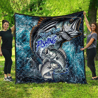 Striped Bass Fishing Quilt Bold Ocean Angler Design - Wonder Print Shop