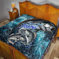 Striped Bass Fishing Quilt Bold Ocean Angler Design - Wonder Print Shop