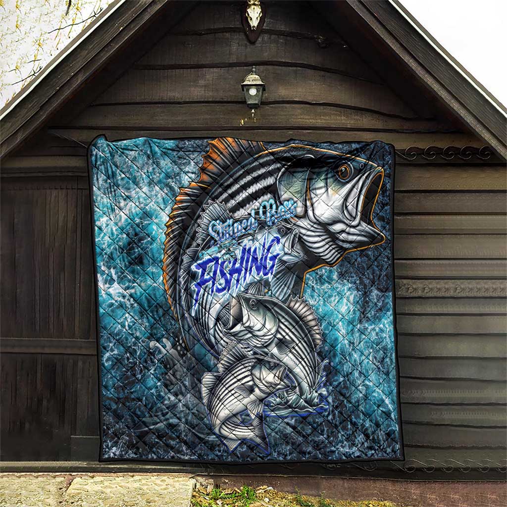 Striped Bass Fishing Quilt Bold Ocean Angler Design - Wonder Print Shop