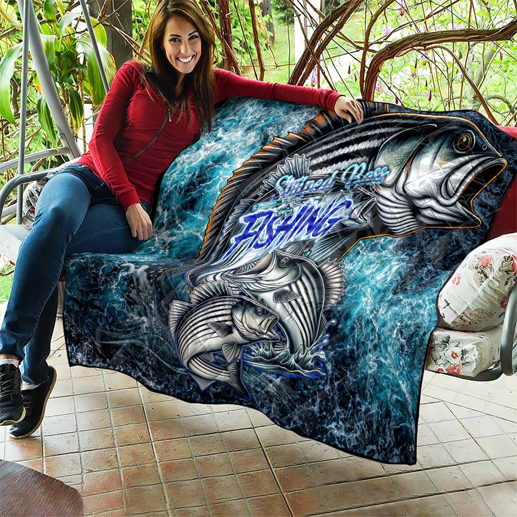 Striped Bass Fishing Quilt Bold Ocean Angler Design - Wonder Print Shop