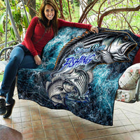 Striped Bass Fishing Quilt Bold Ocean Angler Design - Wonder Print Shop