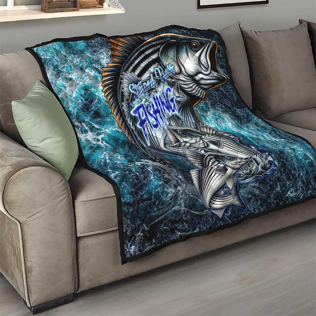 Striped Bass Fishing Quilt Bold Ocean Angler Design - Wonder Print Shop