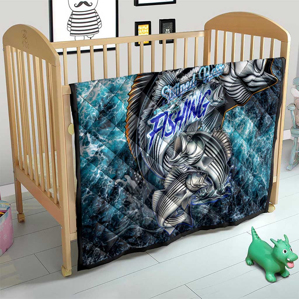 Striped Bass Fishing Quilt Bold Ocean Angler Design - Wonder Print Shop