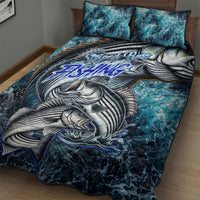 Striped Bass Fishing Quilt Bed Set Bold Ocean Angler Design - Wonder Print Shop