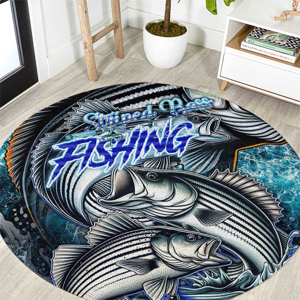 Striped Bass Fishing Round Carpet Bold Ocean Angler Design - Wonder Print Shop