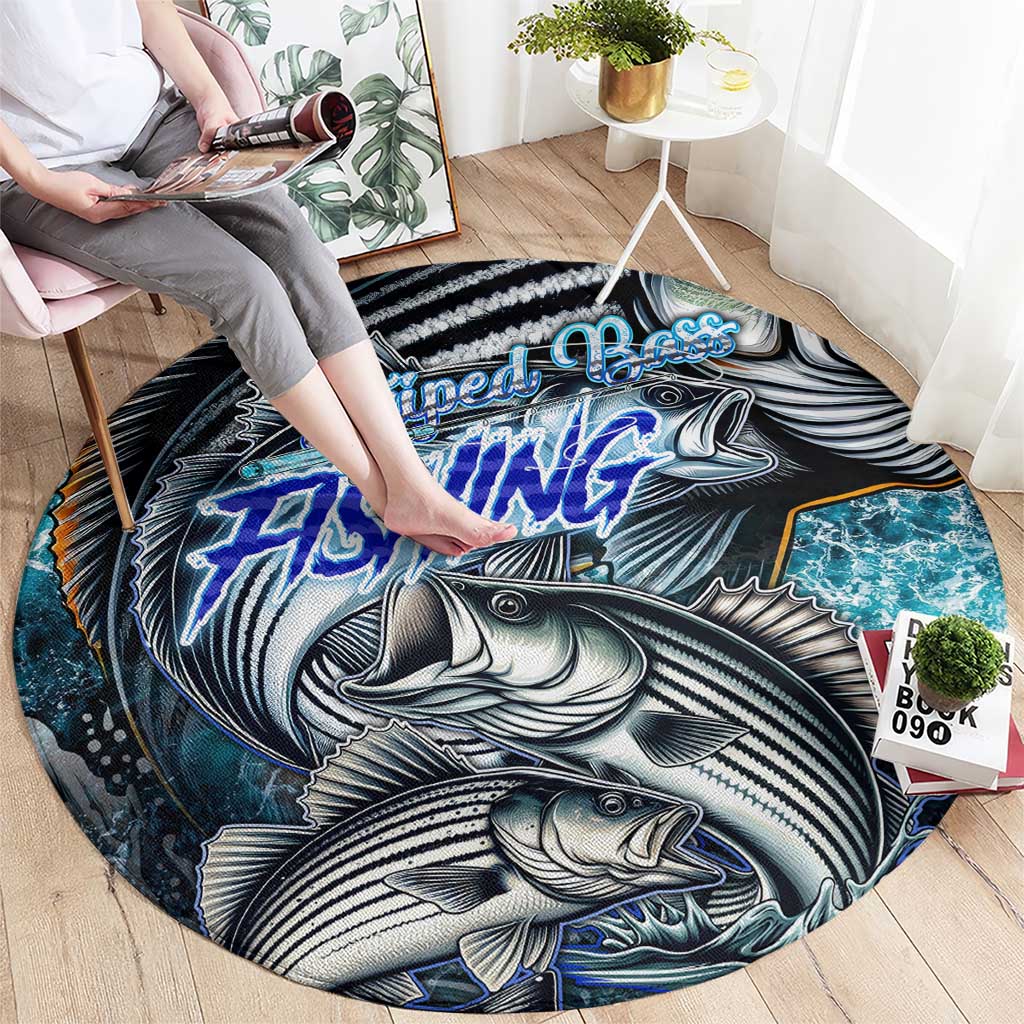 Striped Bass Fishing Round Carpet Bold Ocean Angler Design - Wonder Print Shop
