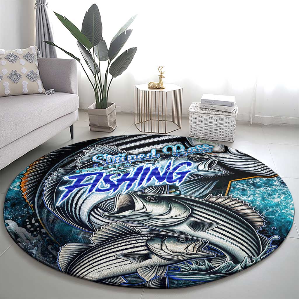Striped Bass Fishing Round Carpet Bold Ocean Angler Design - Wonder Print Shop