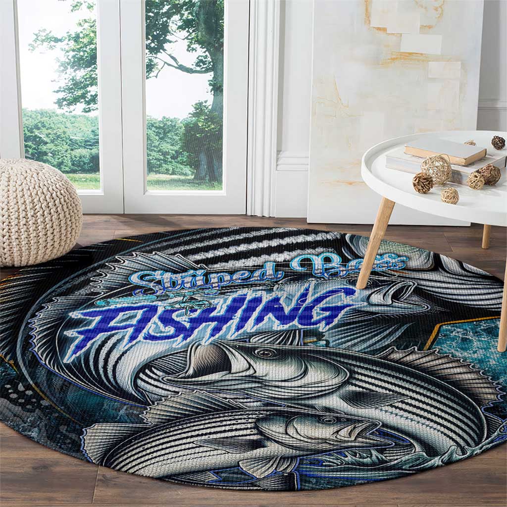 Striped Bass Fishing Round Carpet Bold Ocean Angler Design - Wonder Print Shop