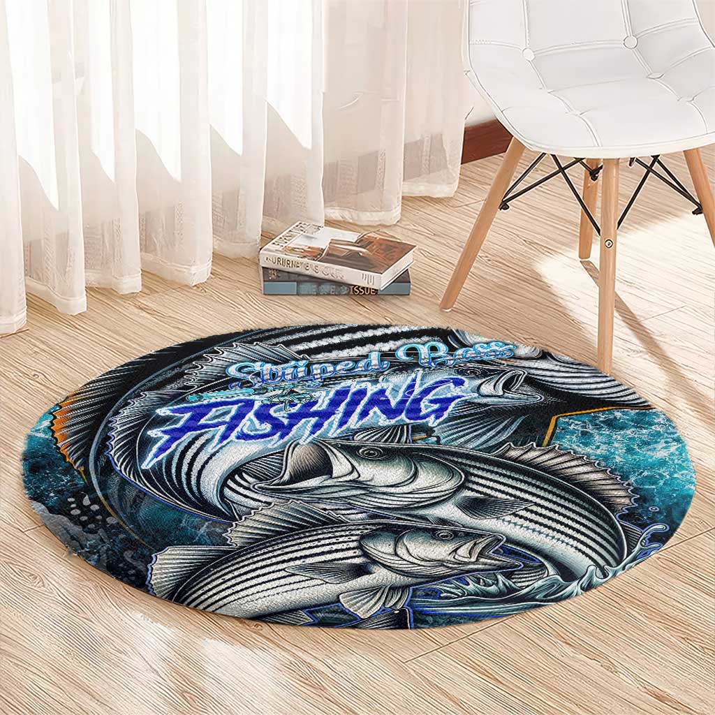 Striped Bass Fishing Round Carpet Bold Ocean Angler Design - Wonder Print Shop
