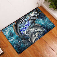 Striped Bass Fishing Rubber Doormat Bold Ocean Angler Design - Wonder Print Shop