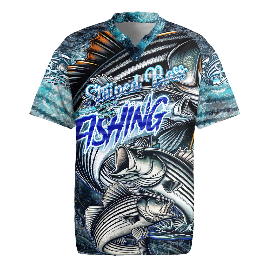 Striped Bass Fishing Rugby Jersey Bold Ocean Angler Design - Wonder Print Shop