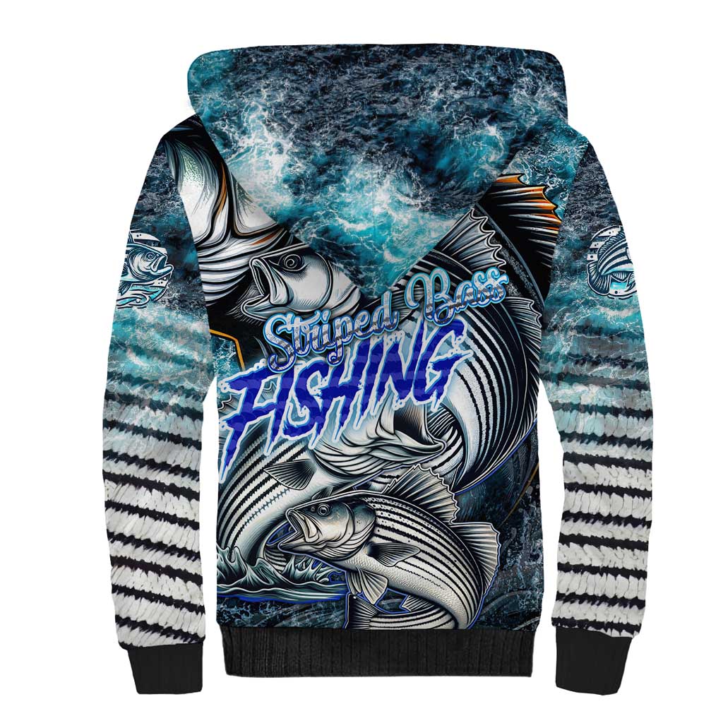 Striped Bass Fishing Sherpa Hoodie Bold Ocean Angler Design - Wonder Print Shop