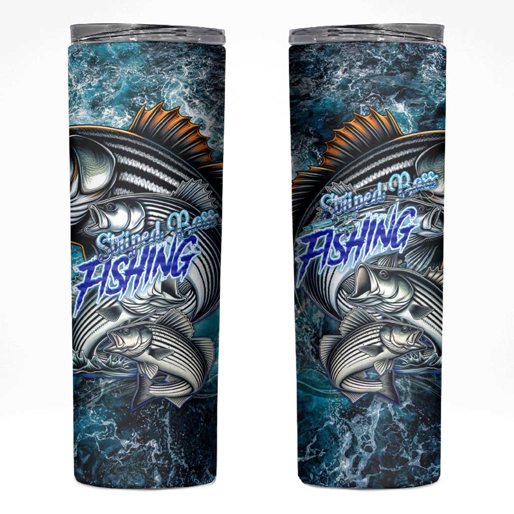 Striped Bass Fishing Skinny Tumbler Bold Ocean Angler Design - Wonder Print Shop