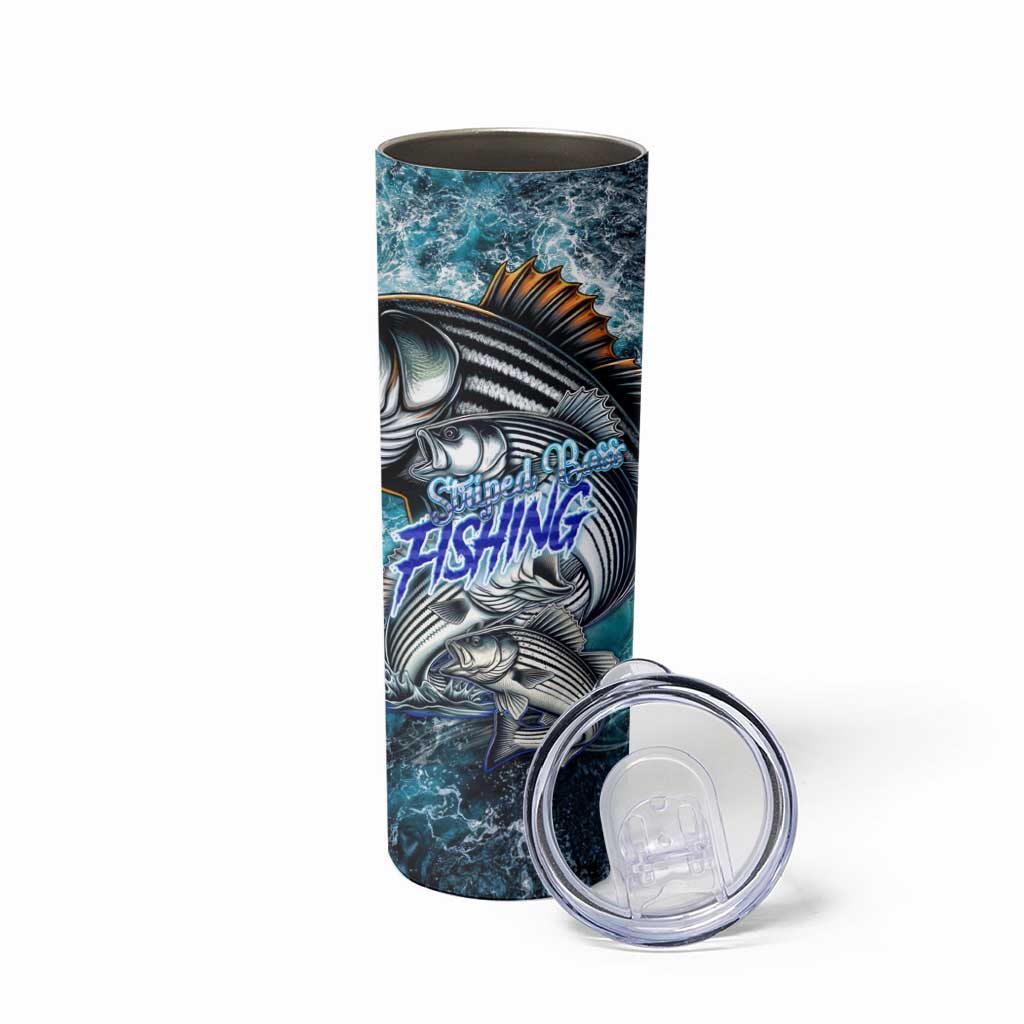 Striped Bass Fishing Skinny Tumbler Bold Ocean Angler Design - Wonder Print Shop