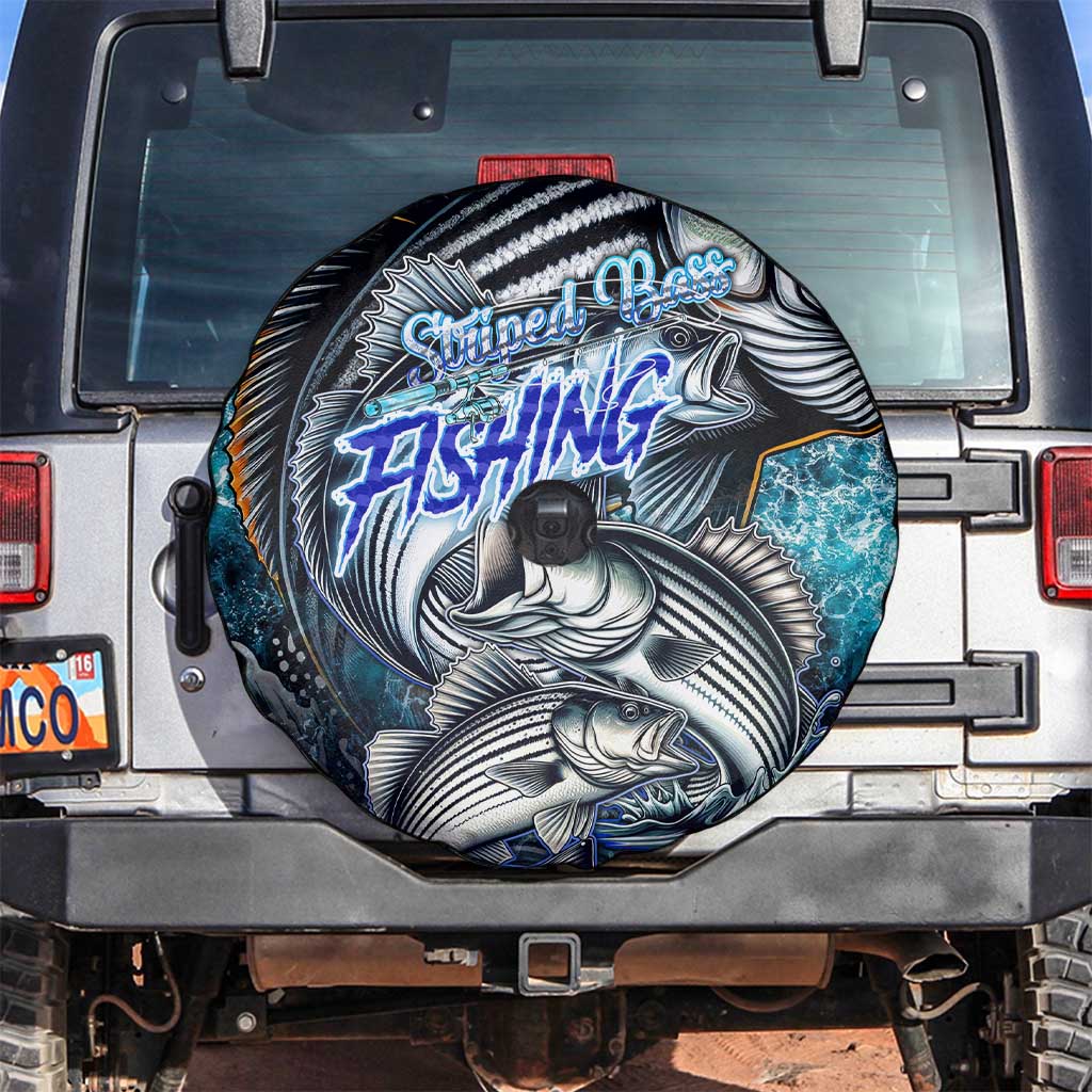 Striped Bass Fishing Spare Tire Cover Bold Ocean Angler Design - Wonder Print Shop