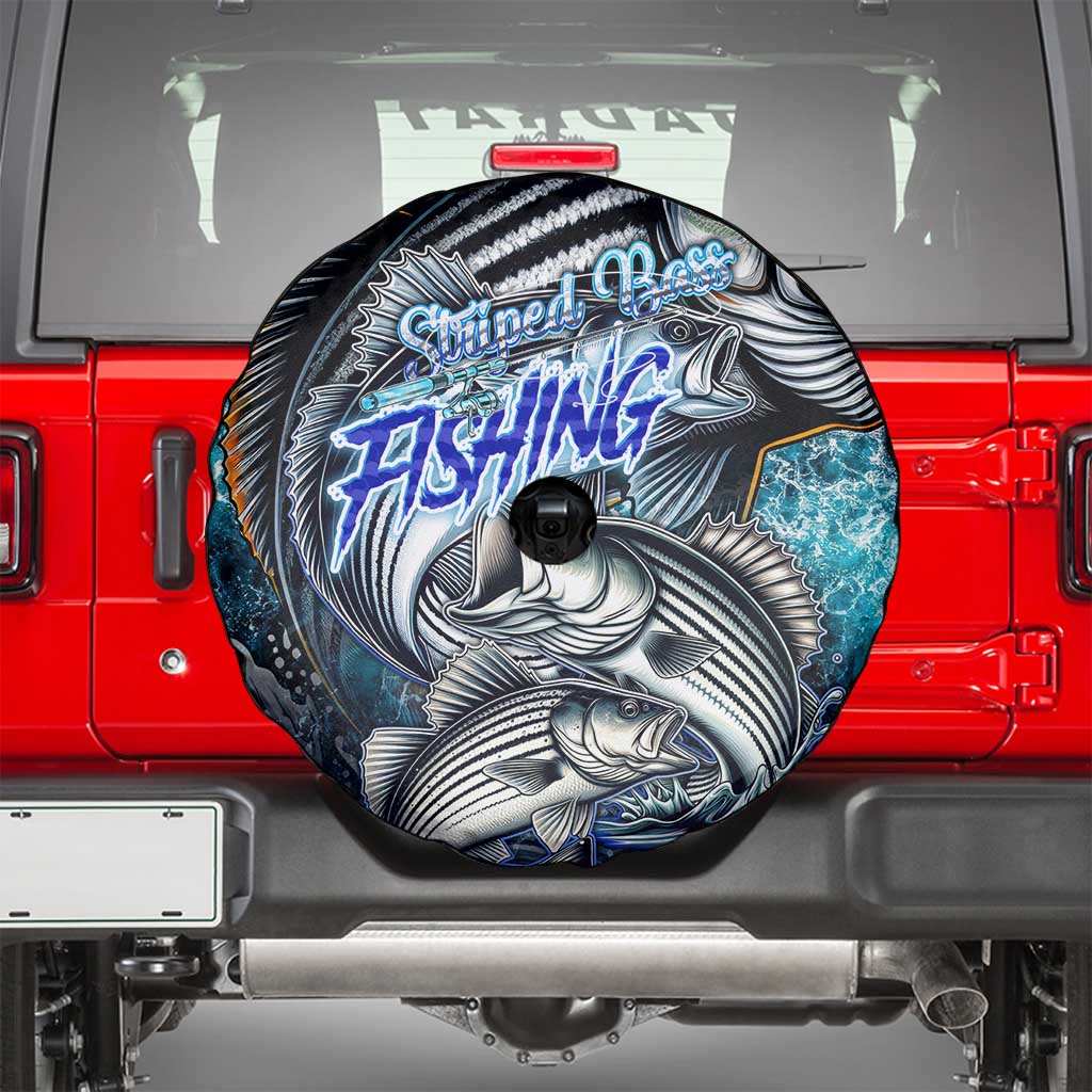 Striped Bass Fishing Spare Tire Cover Bold Ocean Angler Design - Wonder Print Shop