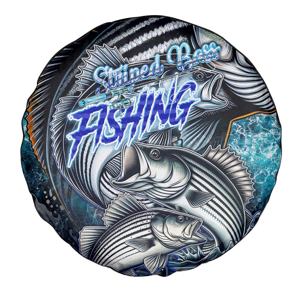 Striped Bass Fishing Spare Tire Cover Bold Ocean Angler Design - Wonder Print Shop