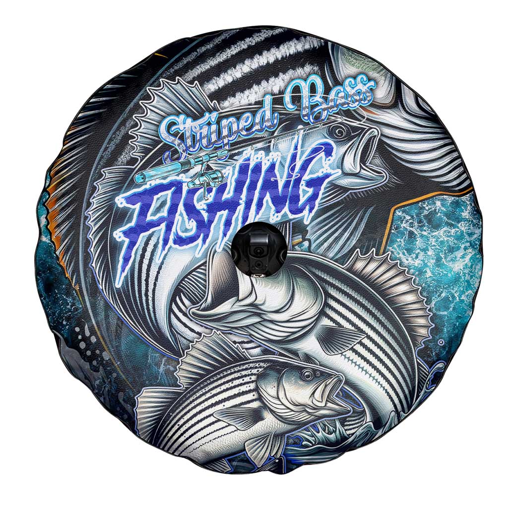 Striped Bass Fishing Spare Tire Cover Bold Ocean Angler Design - Wonder Print Shop