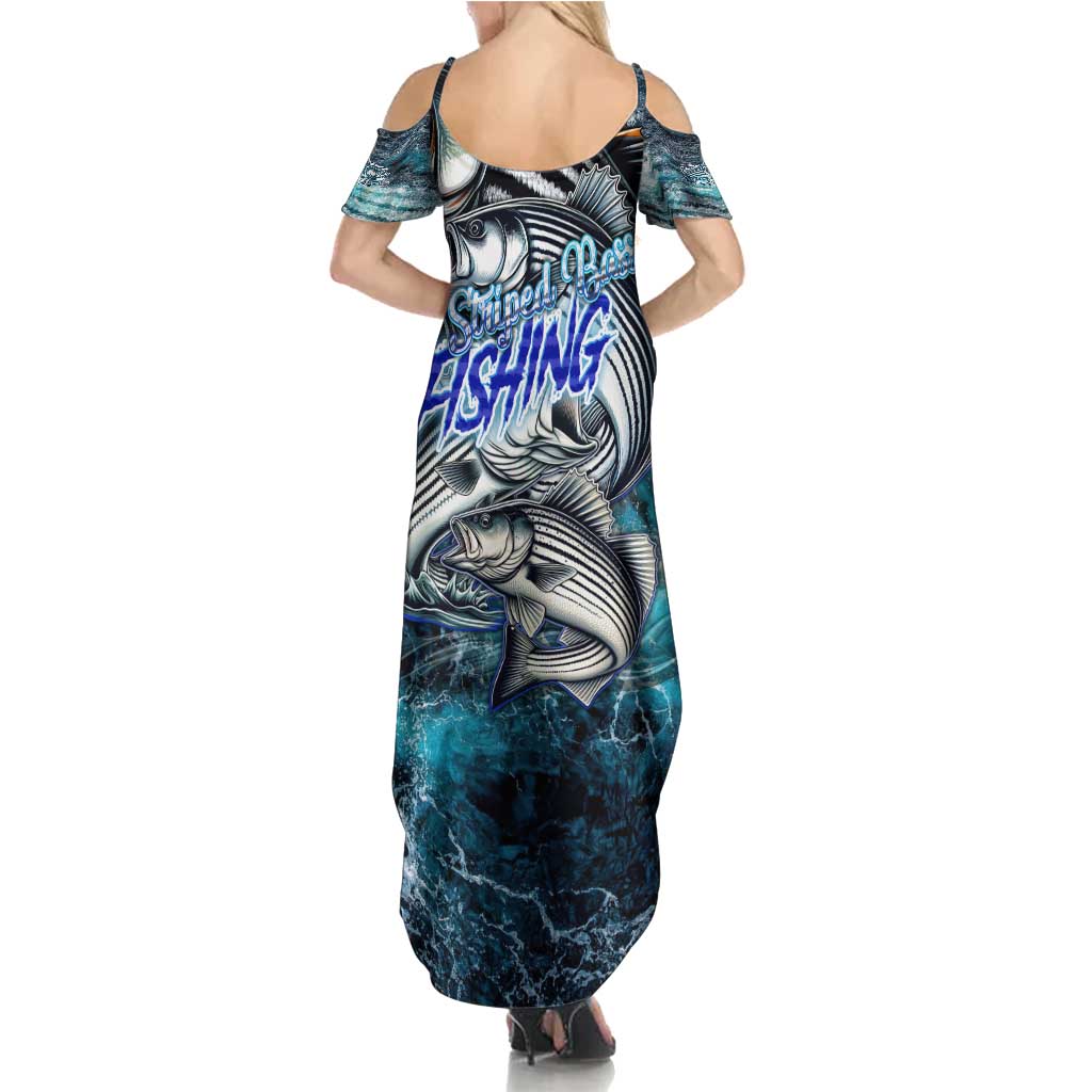 Striped Bass Fishing Summer Maxi Dress Bold Ocean Angler Design - Wonder Print Shop