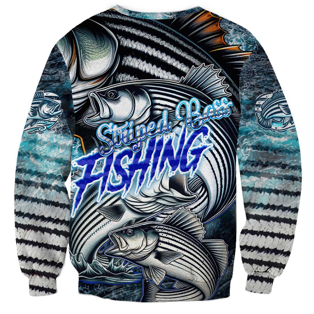Striped Bass Fishing Sweatshirt Bold Ocean Angler Design - Wonder Print Shop