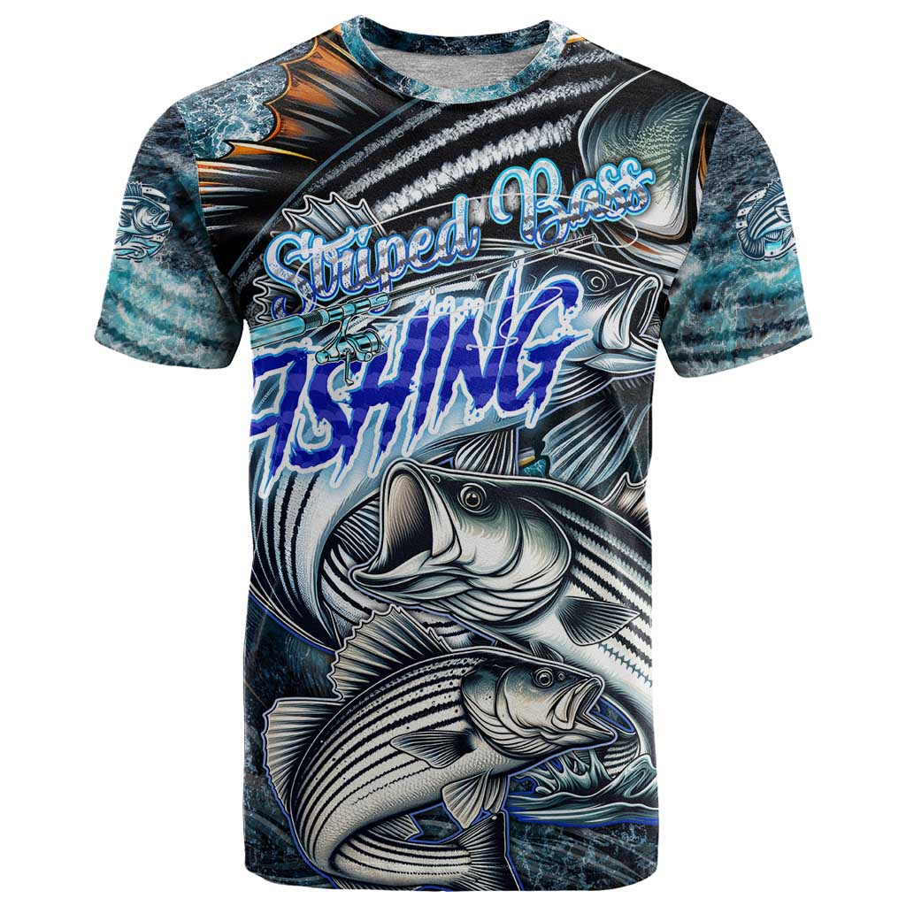 Striped Bass Fishing T Shirt Bold Ocean Angler Design - Wonder Print Shop