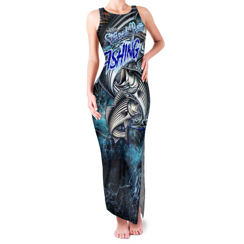 Striped Bass Fishing Tank Maxi Dress Bold Ocean Angler Design - Wonder Print Shop