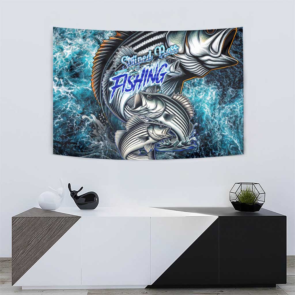 Striped Bass Fishing Tapestry Bold Ocean Angler Design - Wonder Print Shop