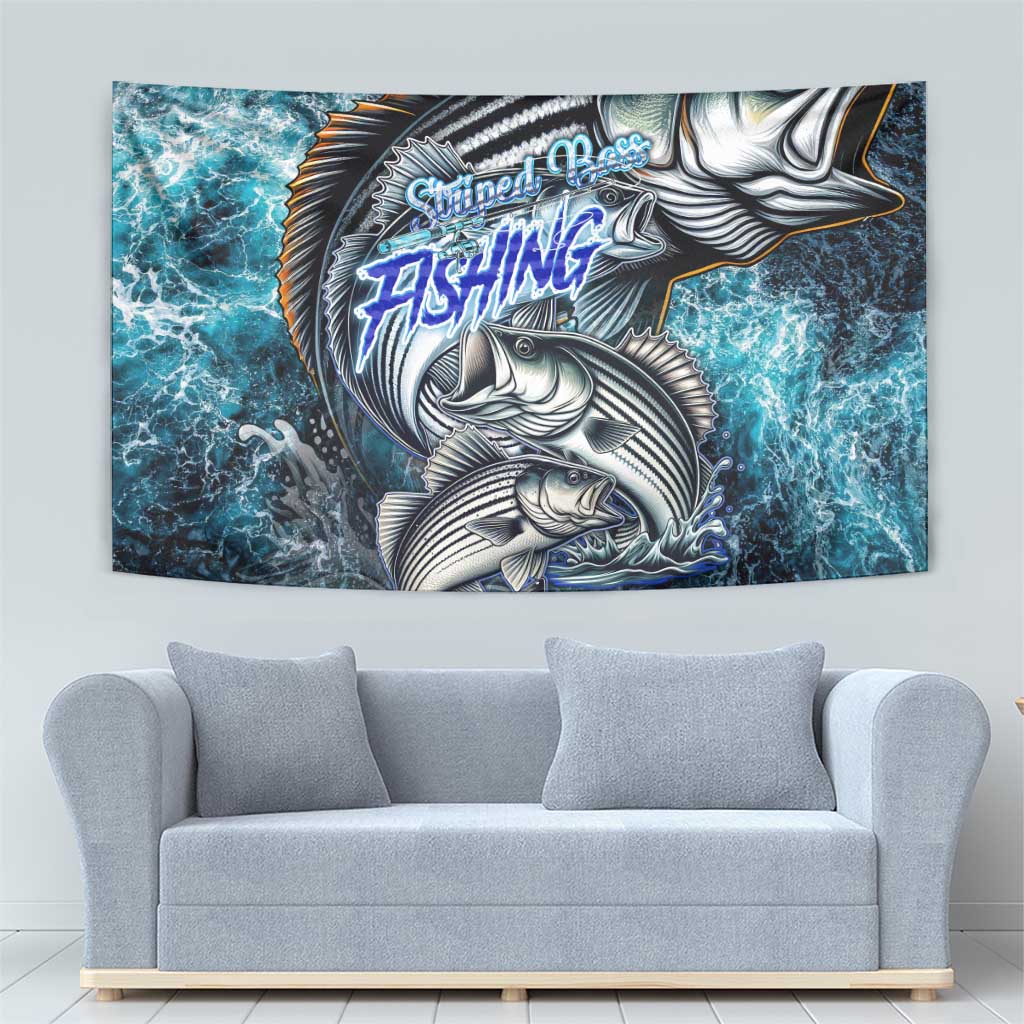 Striped Bass Fishing Tapestry Bold Ocean Angler Design - Wonder Print Shop