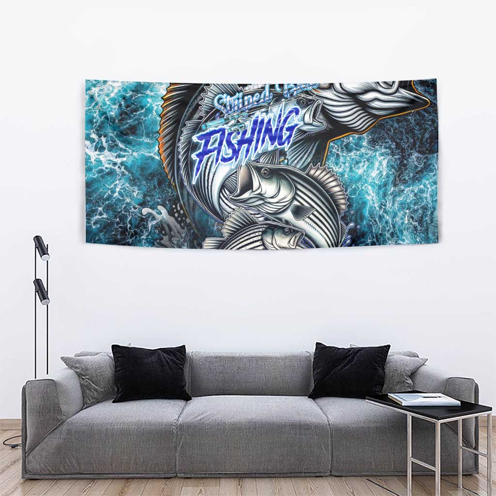 Striped Bass Fishing Tapestry Bold Ocean Angler Design - Wonder Print Shop