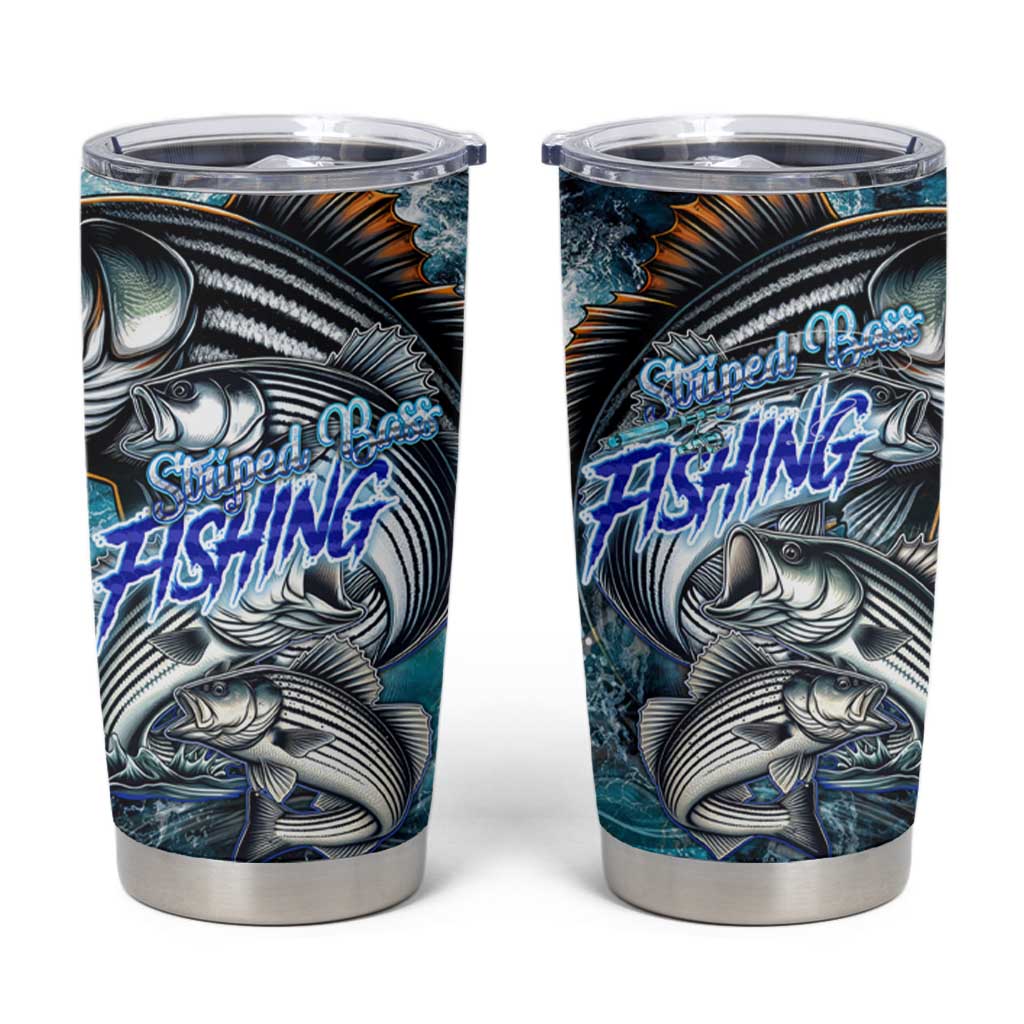Striped Bass Fishing Tumbler Cup Bold Ocean Angler Design - Wonder Print Shop