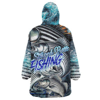 Striped Bass Fishing Wearable Blanket Hoodie Bold Ocean Angler Design - Wonder Print Shop