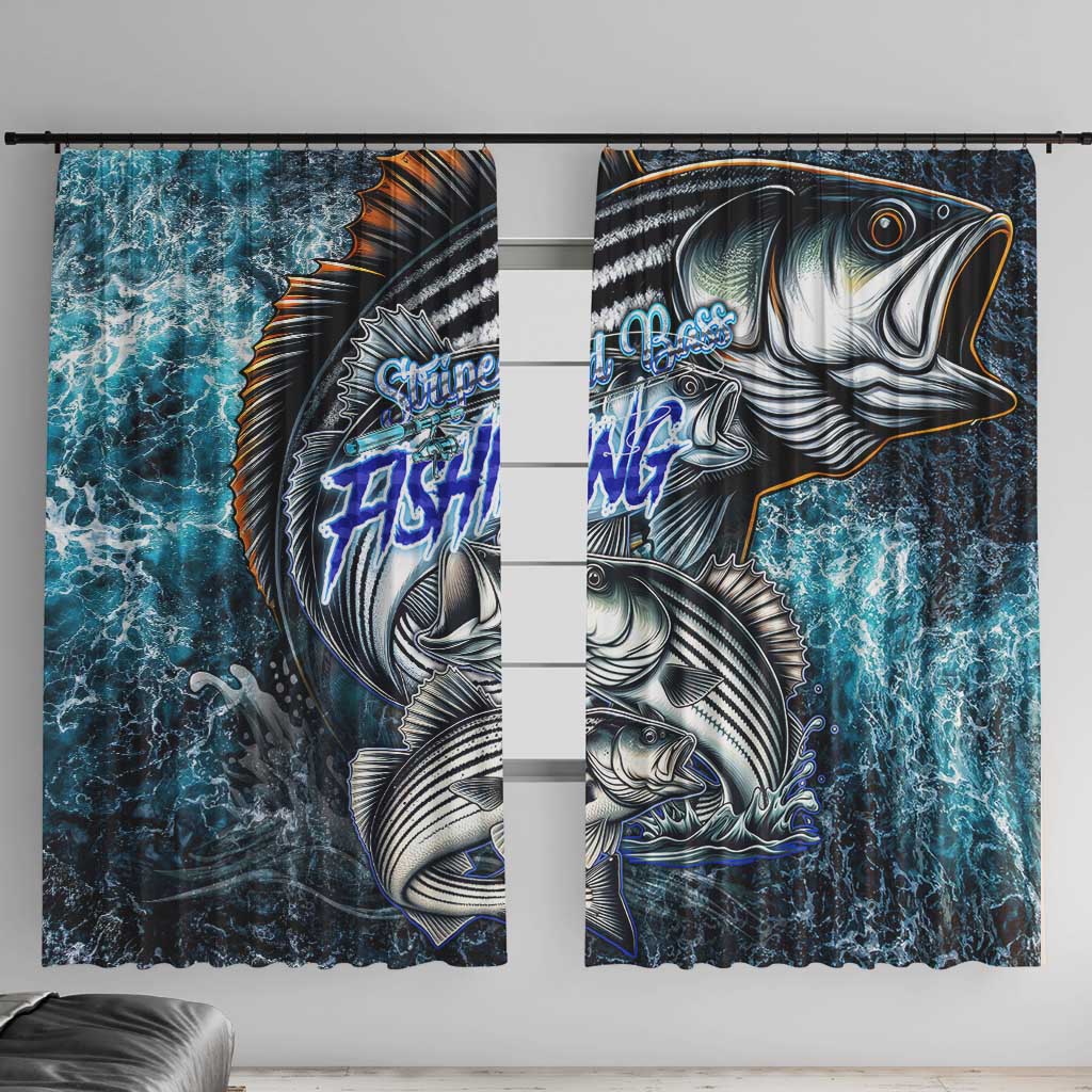 Striped Bass Fishing Window Curtain Bold Ocean Angler Design - Wonder Print Shop