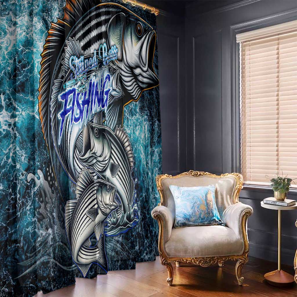 Striped Bass Fishing Window Curtain Bold Ocean Angler Design - Wonder Print Shop