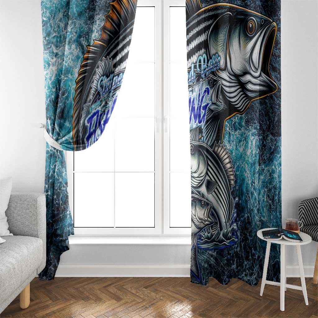Striped Bass Fishing Window Curtain Bold Ocean Angler Design - Wonder Print Shop