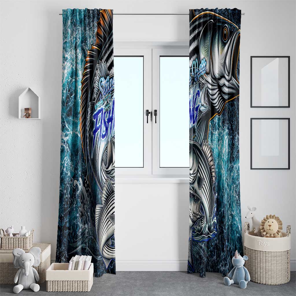 Striped Bass Fishing Window Curtain Bold Ocean Angler Design - Wonder Print Shop