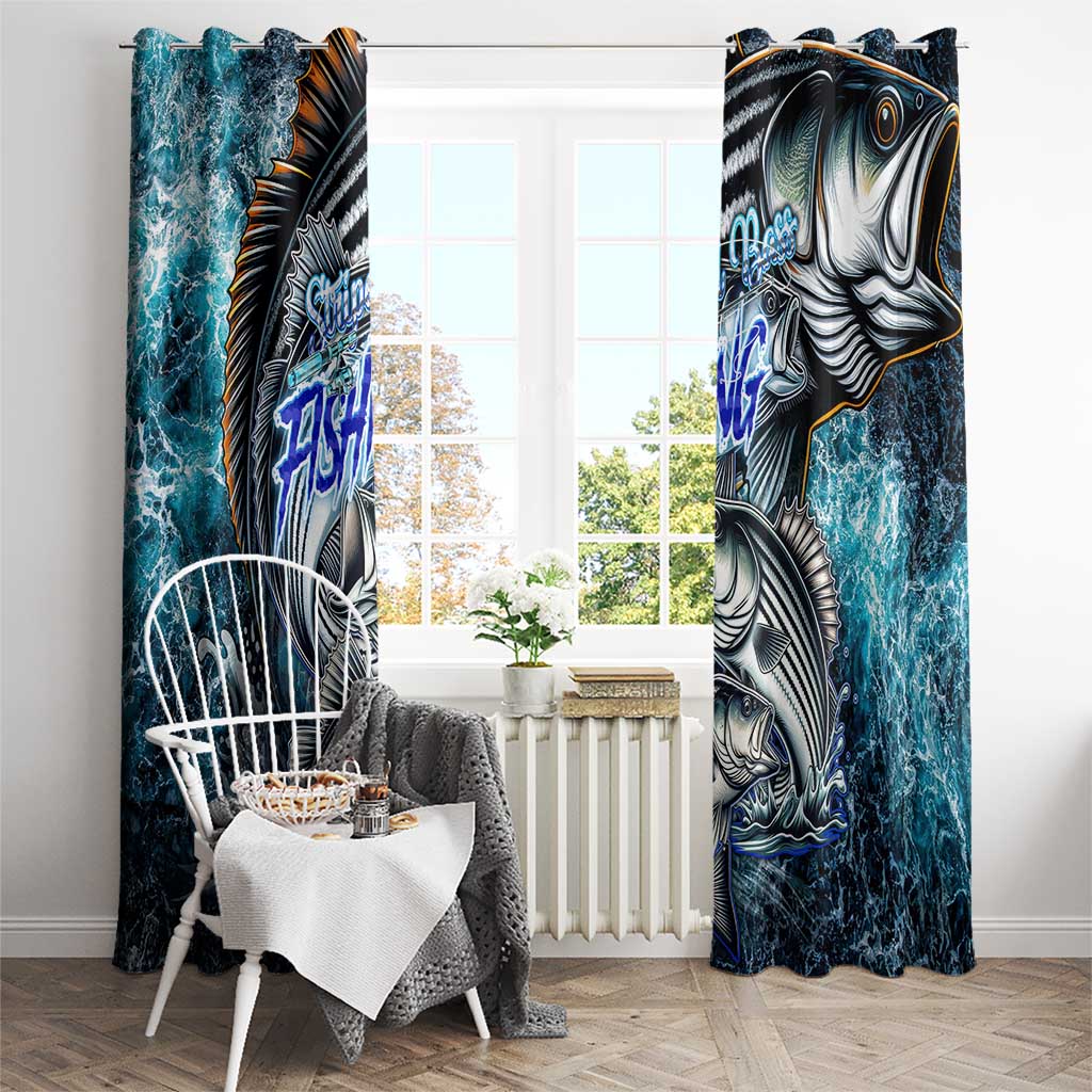 Striped Bass Fishing Window Curtain Bold Ocean Angler Design - Wonder Print Shop