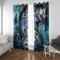 Striped Bass Fishing Window Curtain Bold Ocean Angler Design - Wonder Print Shop