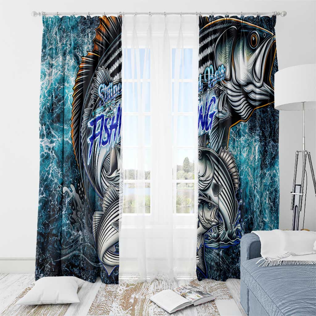 Striped Bass Fishing Window Curtain Bold Ocean Angler Design - Wonder Print Shop