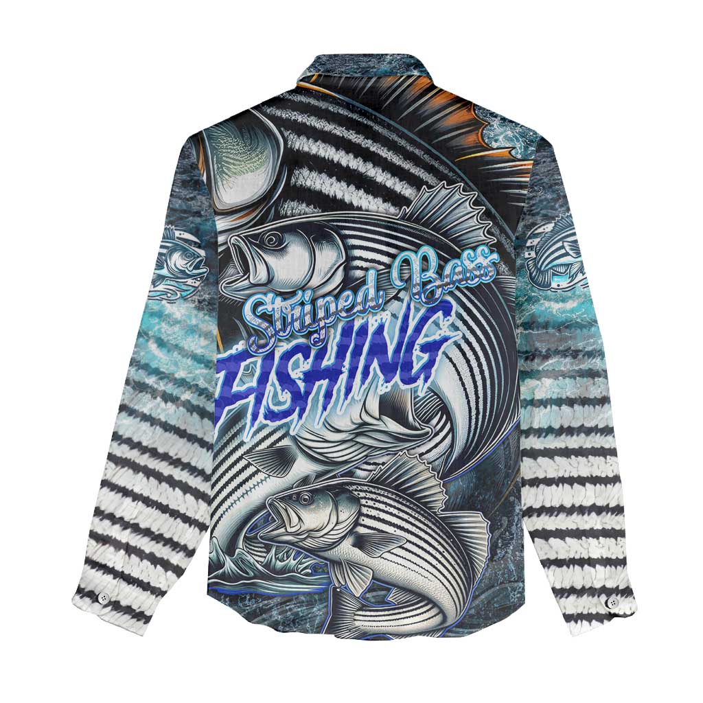 Striped Bass Fishing Women Casual Shirt Bold Ocean Angler Design - Wonder Print Shop