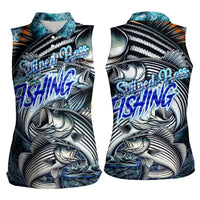 Striped Bass Fishing Women Sleeveless Polo Shirt Bold Ocean Angler Design - Wonder Print Shop