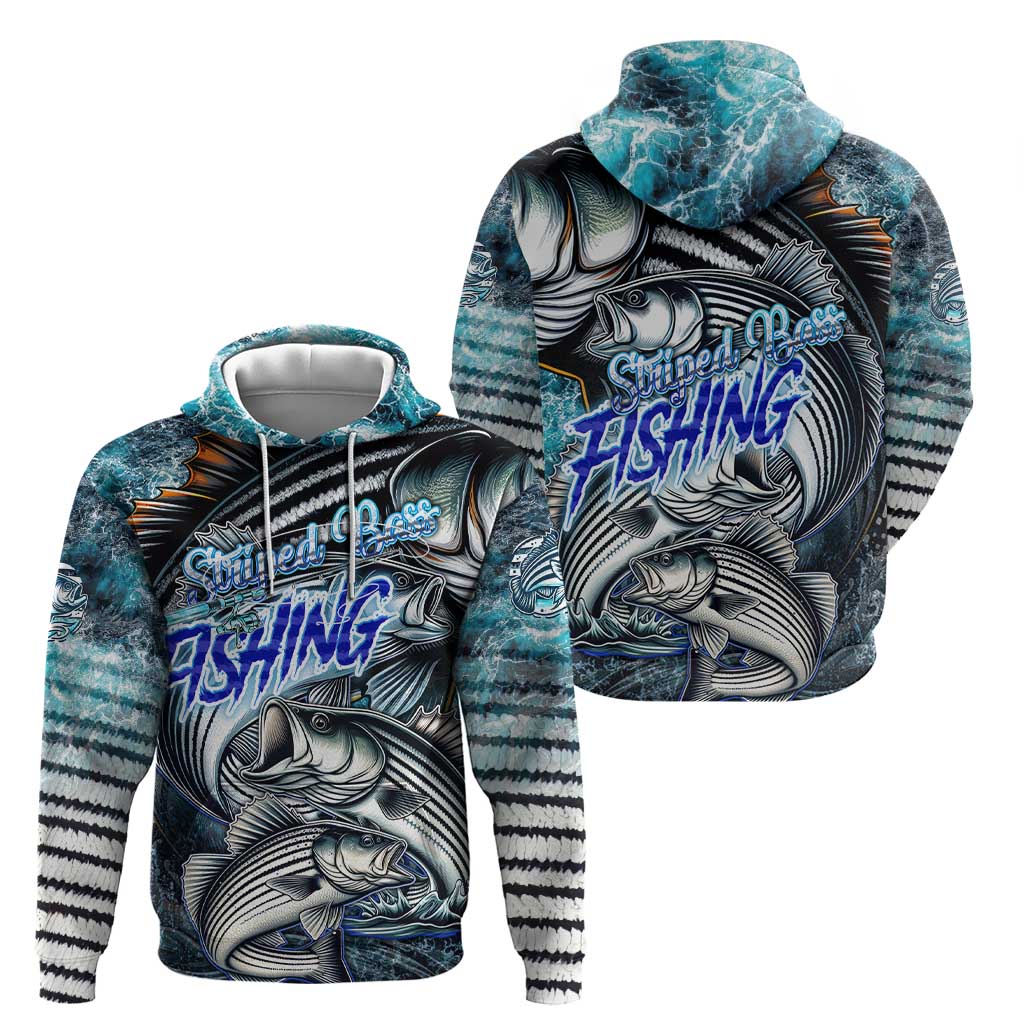 Striped Bass Fishing Zip Hoodie Bold Ocean Angler Design - Wonder Print Shop