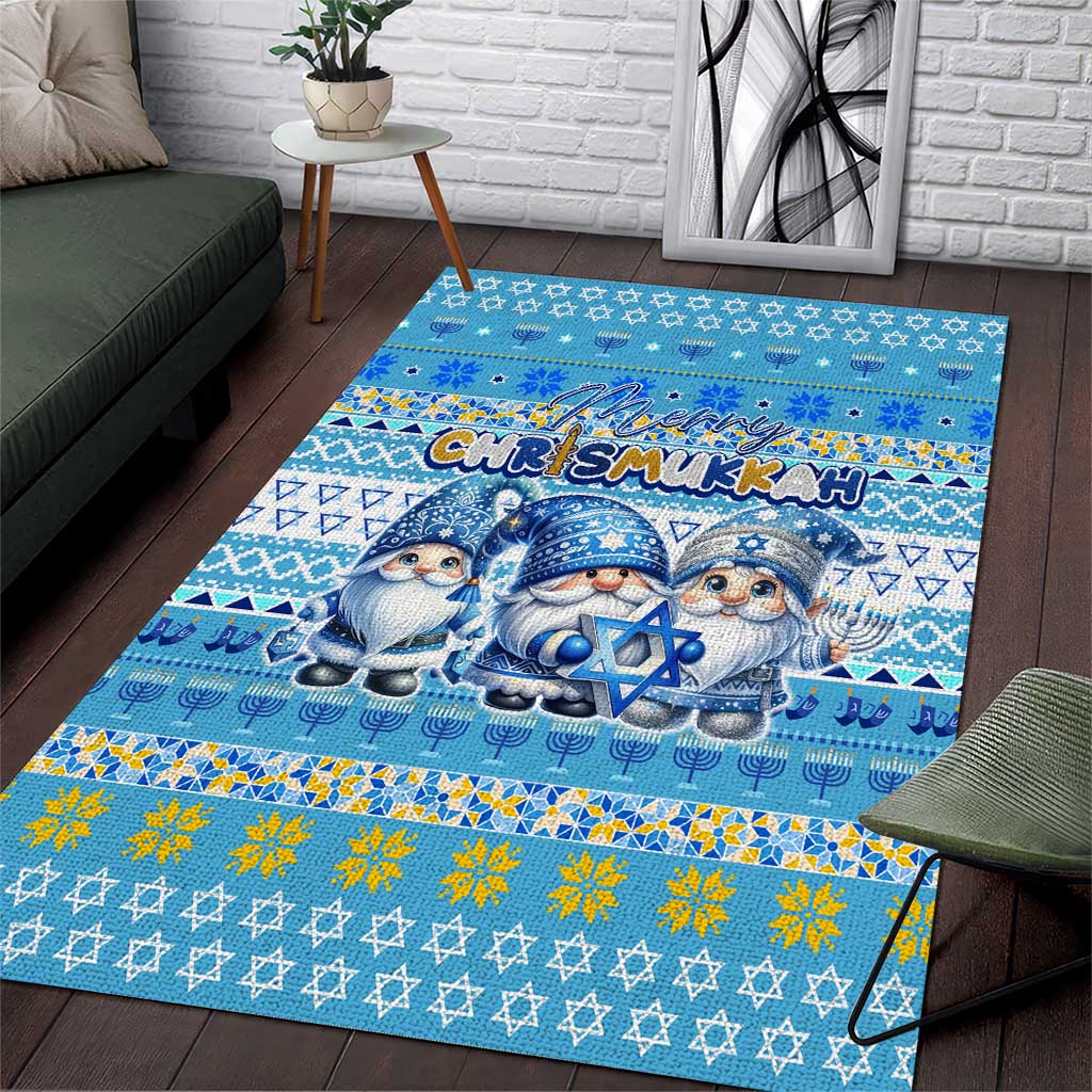 Merry Chrismukkah Area Rug Jewish Christmas Gnomes and Menorahs - Wonder Print Shop