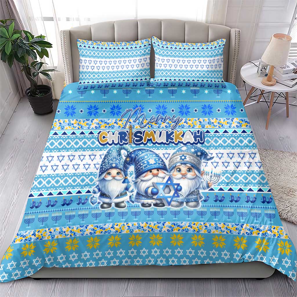 Merry Chrismukkah Bedding Set Jewish Christmas Gnomes and Menorahs - Wonder Print Shop