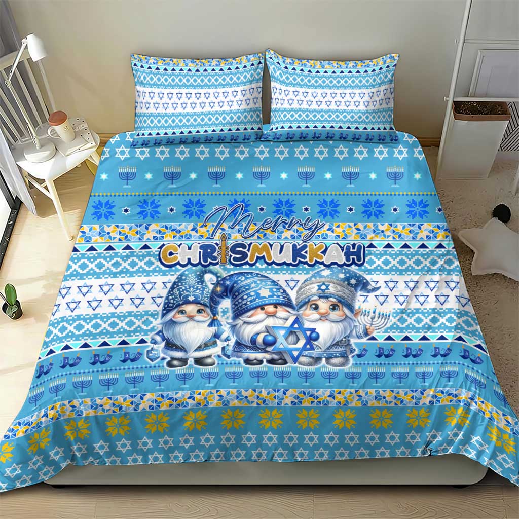 Merry Chrismukkah Bedding Set Jewish Christmas Gnomes and Menorahs - Wonder Print Shop